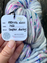 Load image into Gallery viewer, Honey and Clover Knits hand dyed merino wool yarn colorful indie yarn super bulky Cloudy with a Chance of Magic

