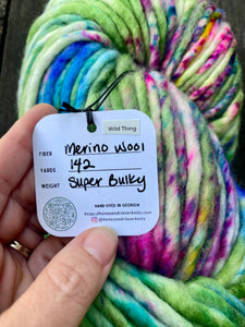 Honey and Clover Knits hand dyed merino wool yarn colorful indie yarn super bulky Wild Thing