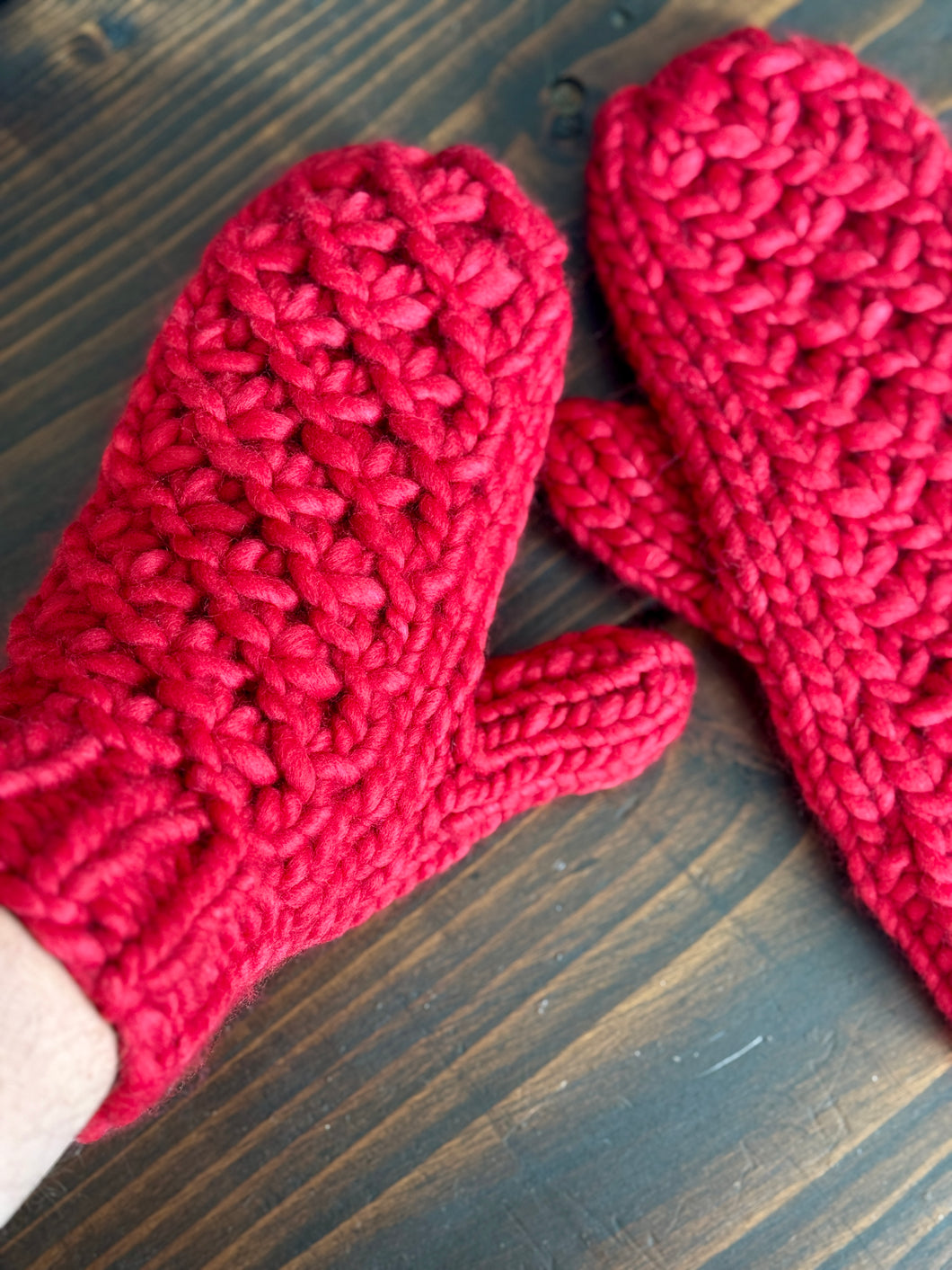Luxury Hand knit wool mittens red Christmas gift hygge classy women adult warm winter fashion soft teens valentine gift