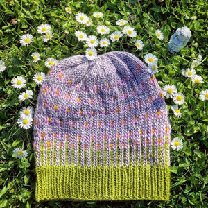The Happiest of Hats Knitting PATTERN color work flowers baby to adult sizes