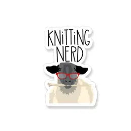 Knitting nerd sheep with glasses 3" vinyl sticker knitting sheep