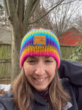Load image into Gallery viewer, Maryland beanie flag pom fitted cozy handsome cute unisex rainbow knit hat acrylic love is love cap
