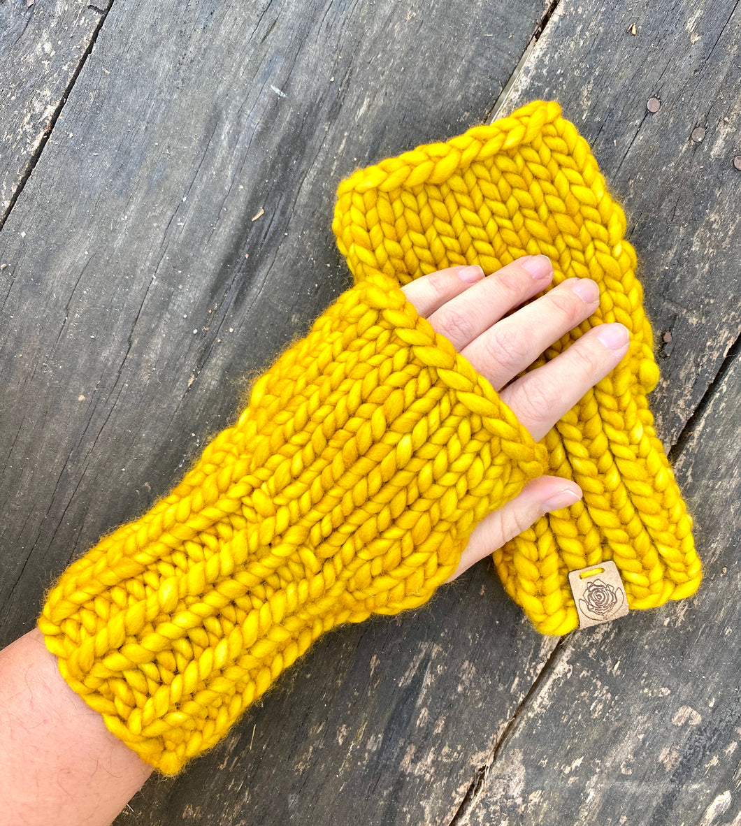 Luxury Hand knit cozy fingerless mittens mustard yellow gold merino wool cozy gift