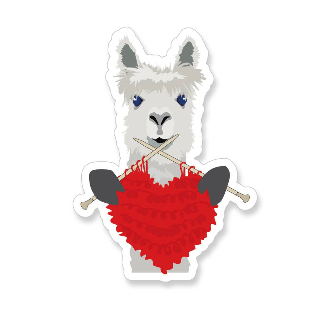 Llama knitting heart 3