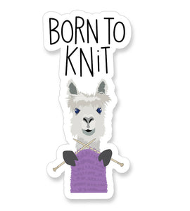 Born to knit Llama knitting 3" vinyl sticker knitting purple