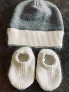 Luxury baby infant beanie hat cashmere bootie set baby shower gift new mom cute unisex