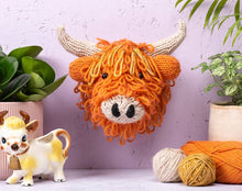 Load image into Gallery viewer, Taxidermy head KNITTING KIT mini highland cow cute home decor nursery baby kids
