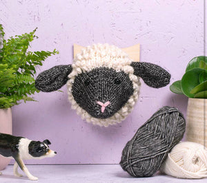 Taxidermy head KNITTING KIT Mini Shropshire sheep cute home decor nursery baby kids