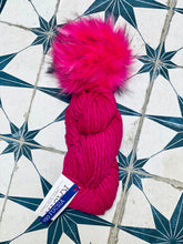 Load image into Gallery viewer, Pretty in HOT Pink KNITTING KIT 1 skein 1 extra large faux fur pom

