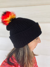 Load image into Gallery viewer, Maryland beanie flag pom fitted cozy handsome cute unisex black knit hat acrylic cap

