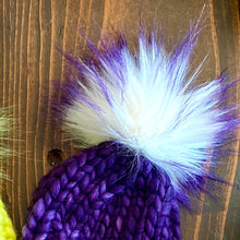 Load image into Gallery viewer, MADE TO ORDER Pack of 5 Bitty Beanie poms green brown silver cream teal purple wild
