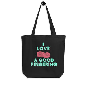 MADE TO ORDER I love a good fingering Eco Tote Bag funny knitting project bag yarn crochet