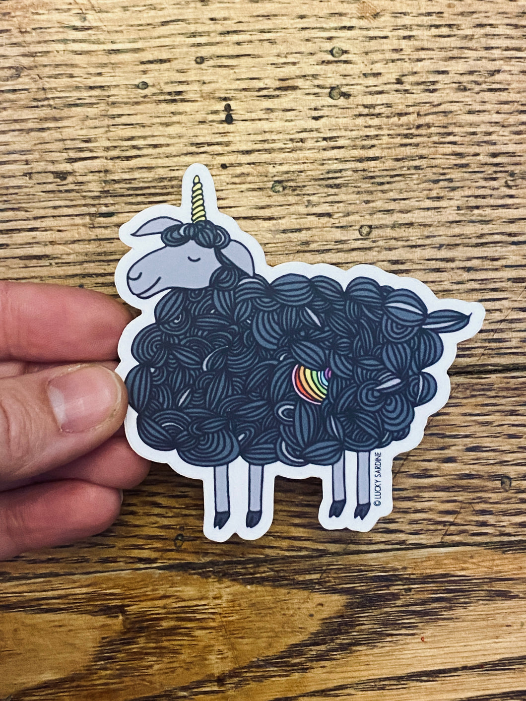 Cute unicorn sheep with rainbow knitting 3