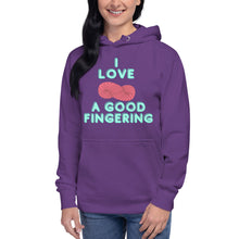 Load image into Gallery viewer, MADE TO ORDER I love a good fingering funny yarnie yarn lover knitting crochet maker hoodie fiber artist
